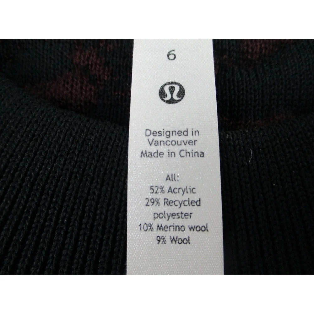 NWT Lululemon Jacquard Multi-Texture Sweater Womens Sz 6 Red Merlot Merino Wool‎